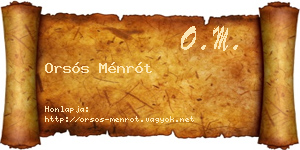 Orsós Ménrót névjegykártya